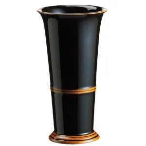 11" Ceramic Round Vase -Black/Brown