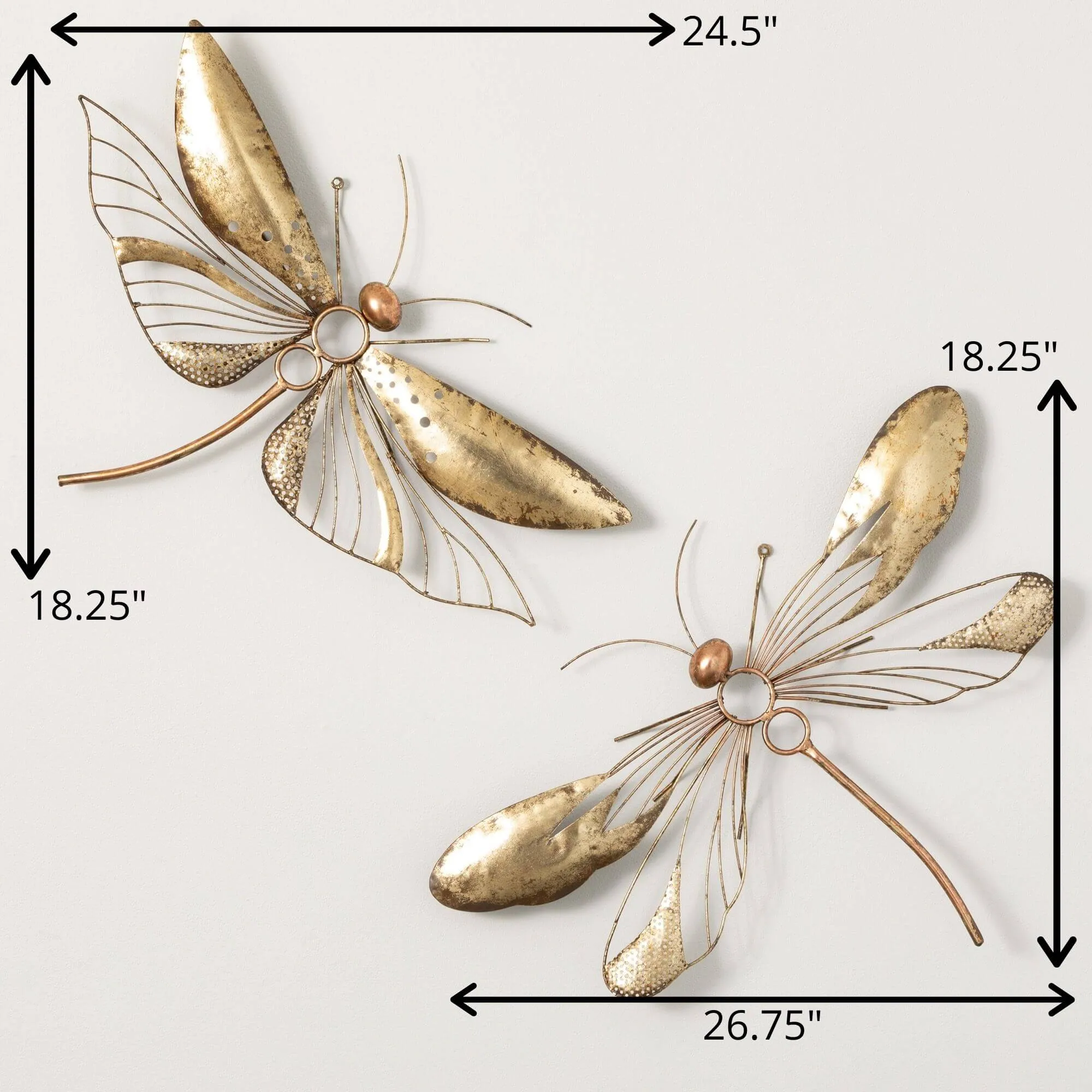 18.25"H Sullivans Gold Dragonfly Wall Decor Set of 2, Gold