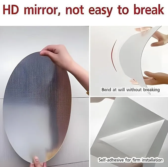 20 cm Oval Shape Wall Mirror Sticker Small l Bedroom, Bathroom Self Adhesive Sticker