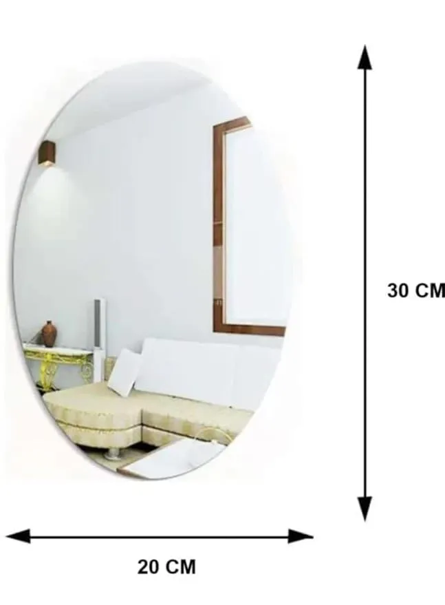 20 cm Oval Shape Wall Mirror Sticker Small l Bedroom, Bathroom Self Adhesive Sticker