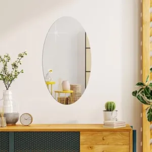 30 x 20 cm Oval Mirror,Flexible Mirror Sheets - Self-Adhesive Plastic Mirror Tiles (Oval Shape)