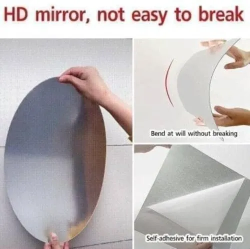 30 x 20 cm Oval Mirror,Flexible Mirror Sheets - Self-Adhesive Plastic Mirror Tiles (Oval Shape)