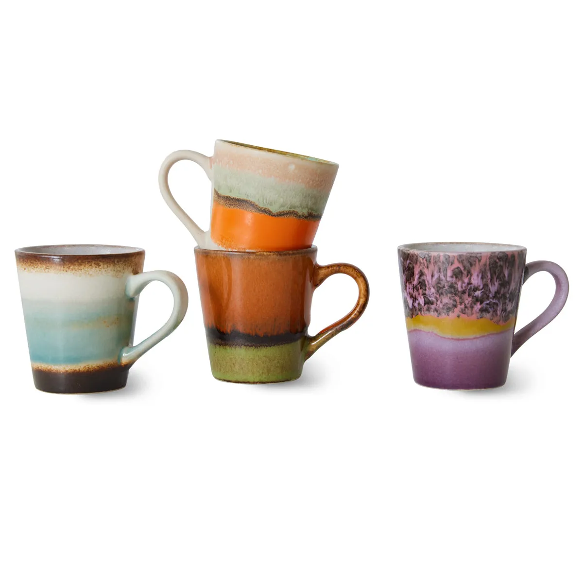 70s Ceramics Espresso Mugs Retro (set of 4)