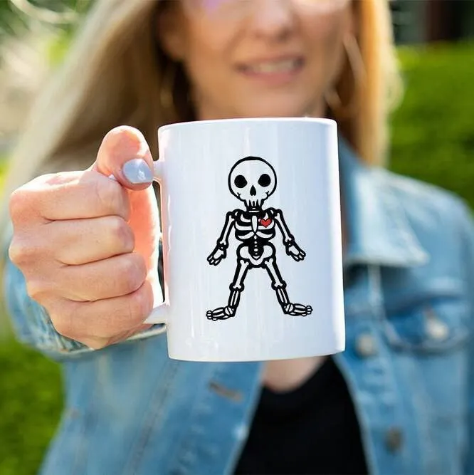 Adorable Skeleton with Red Heart 15oz Coffee and Tea Mug