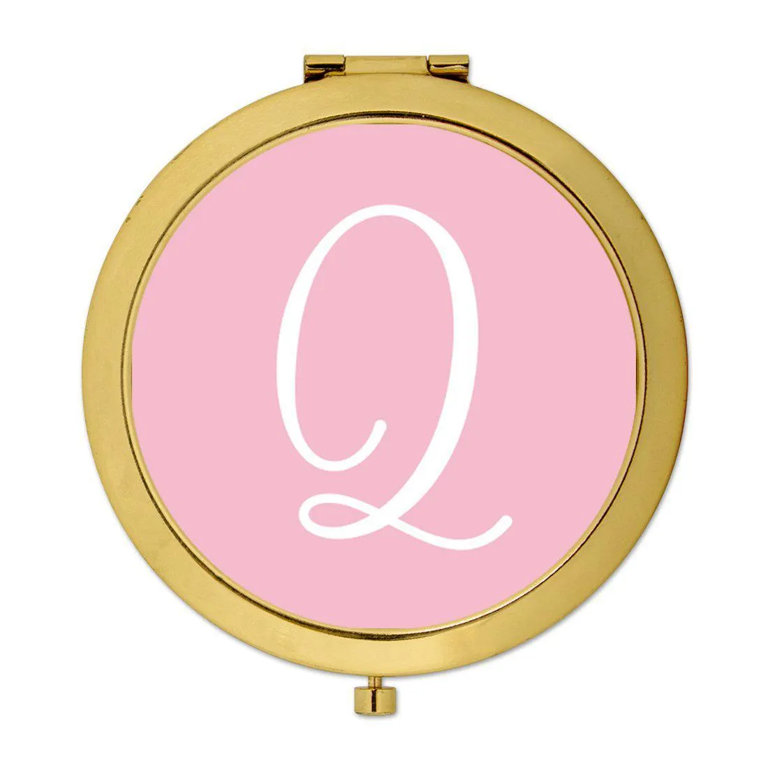 Andaz Press Blush Pink Monogram Gold 2.75 inch Round Compact Mirror