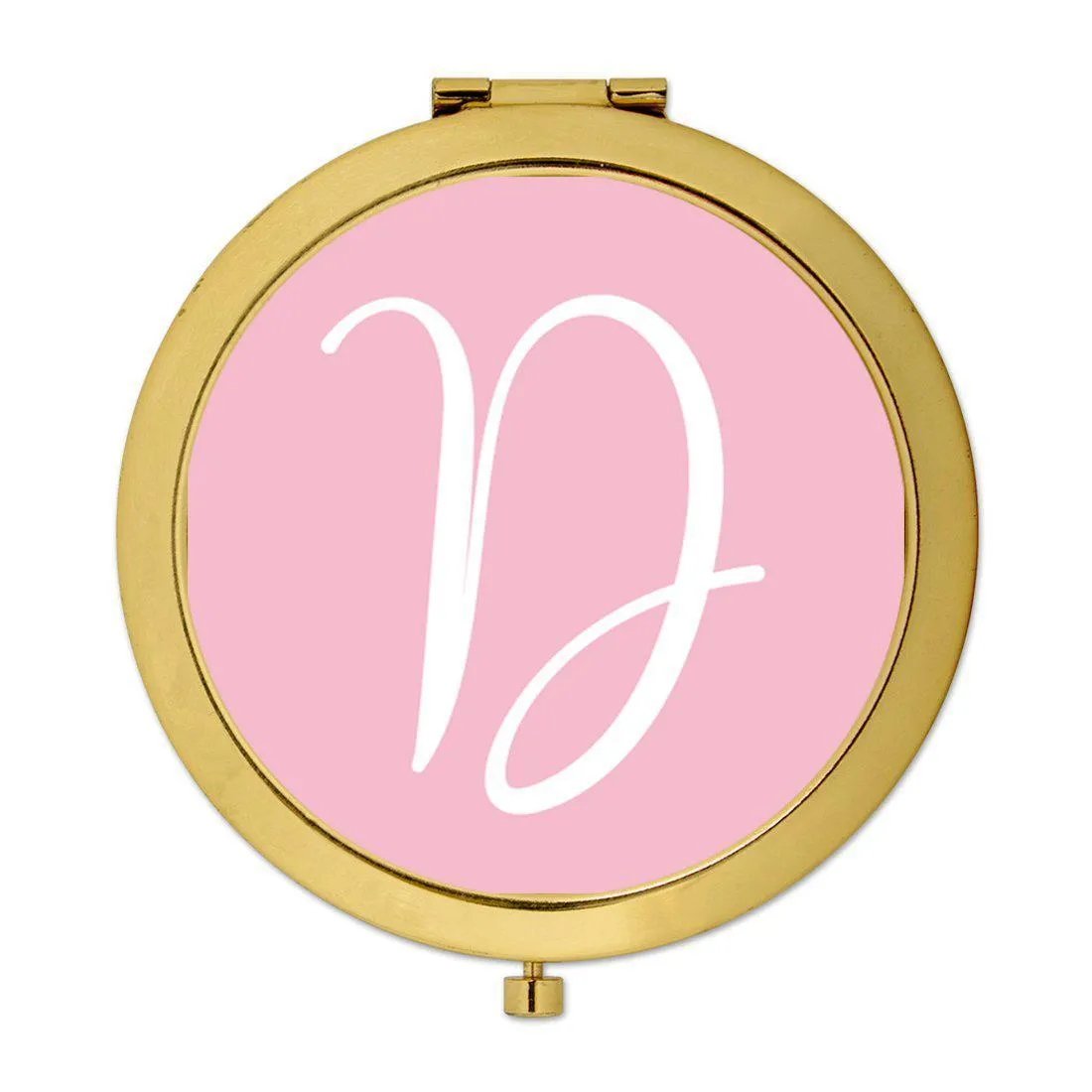 Andaz Press Blush Pink Monogram Gold 2.75 inch Round Compact Mirror