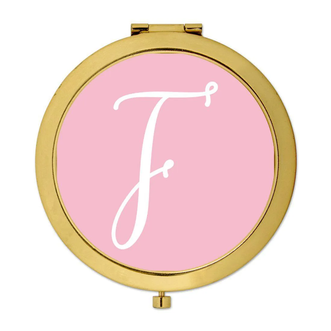 Andaz Press Blush Pink Monogram Gold 2.75 inch Round Compact Mirror