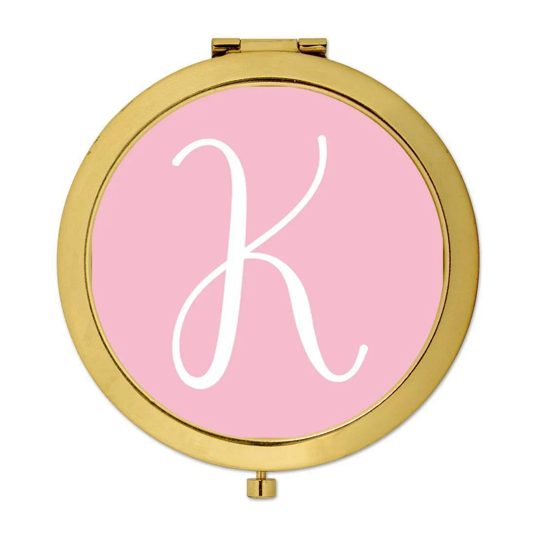 Andaz Press Blush Pink Monogram Gold 2.75 inch Round Compact Mirror