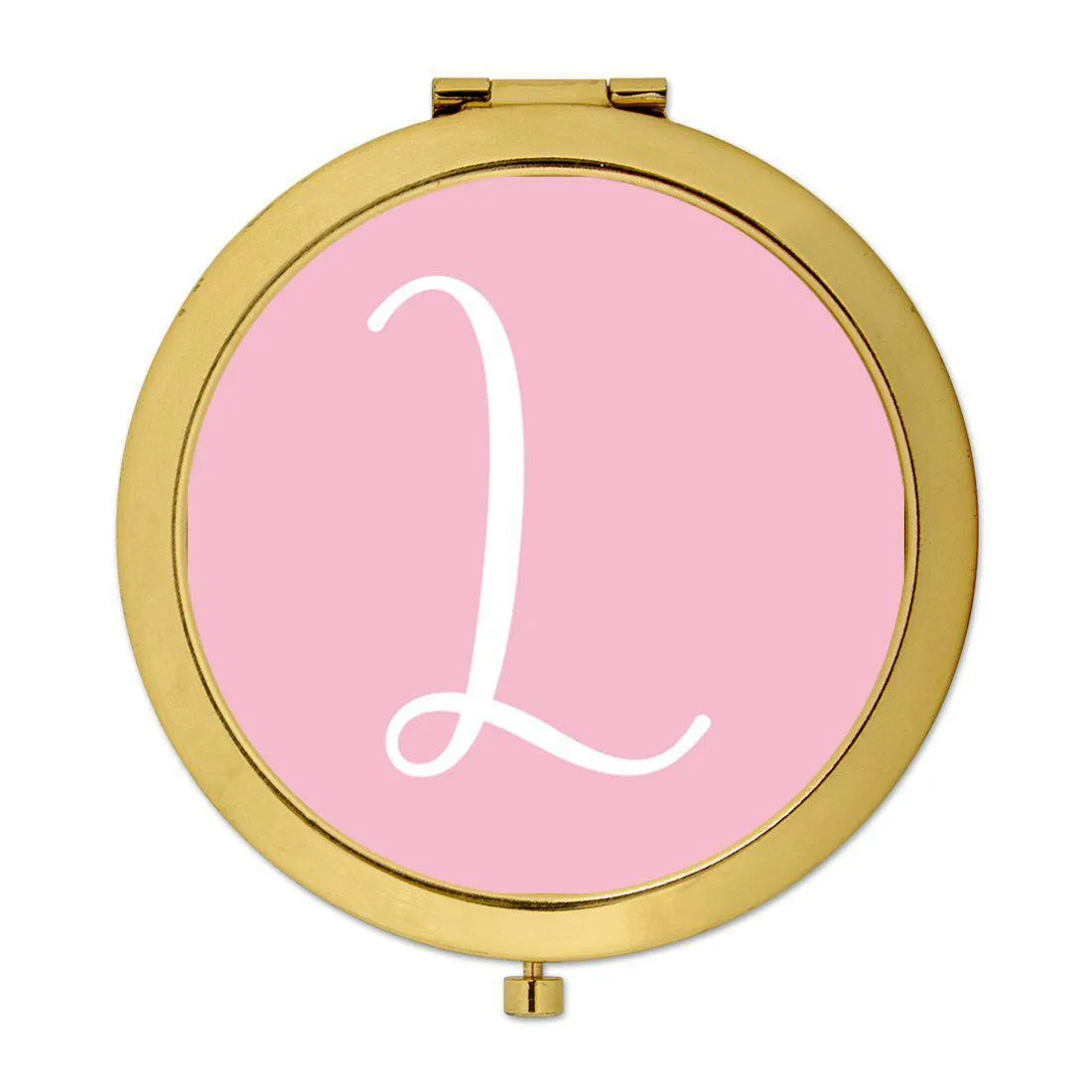 Andaz Press Blush Pink Monogram Gold 2.75 inch Round Compact Mirror