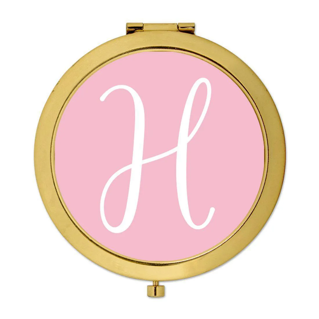 Andaz Press Blush Pink Monogram Gold 2.75 inch Round Compact Mirror