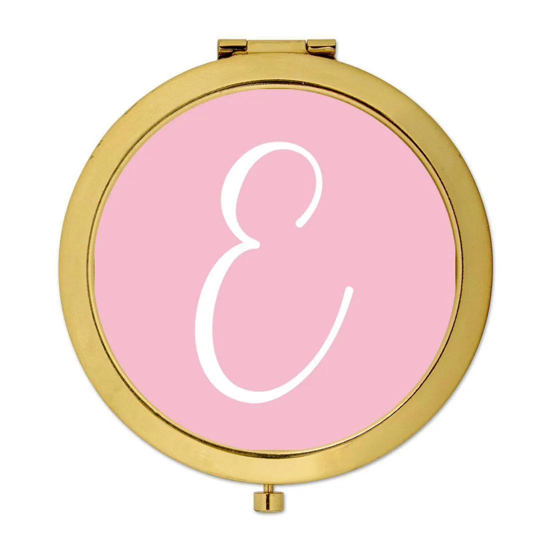 Andaz Press Blush Pink Monogram Gold 2.75 inch Round Compact Mirror