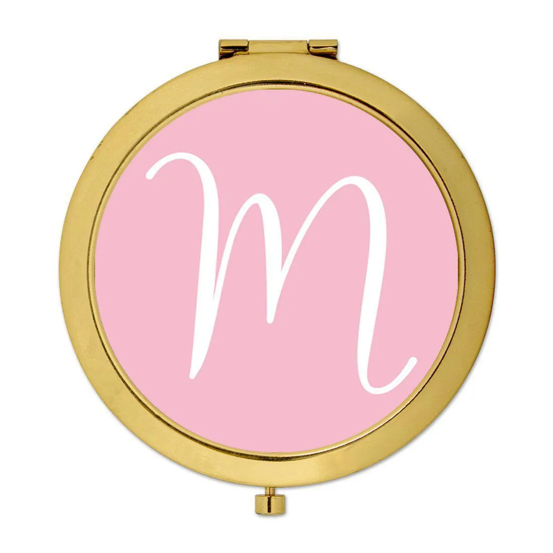 Andaz Press Blush Pink Monogram Gold 2.75 inch Round Compact Mirror