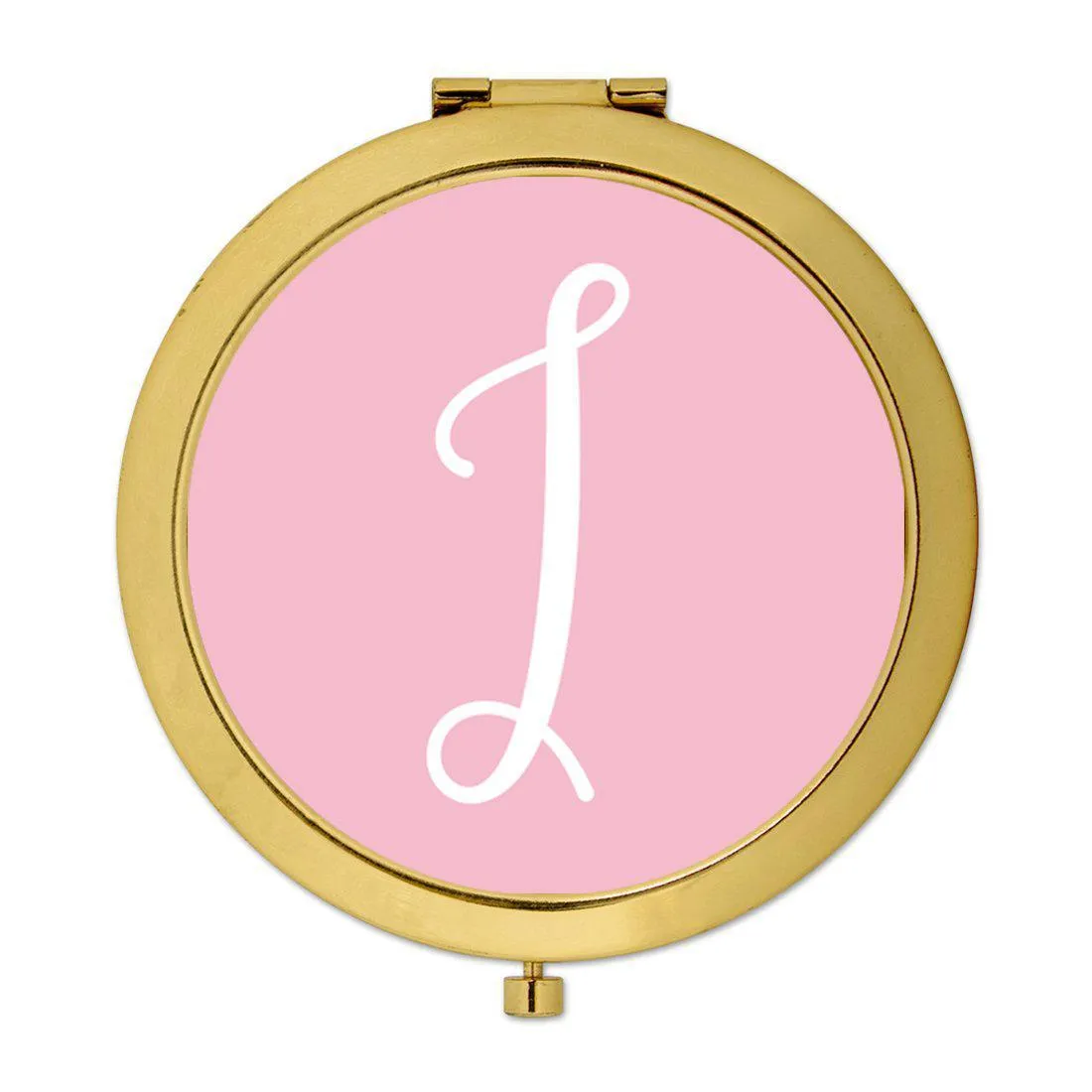 Andaz Press Blush Pink Monogram Gold 2.75 inch Round Compact Mirror