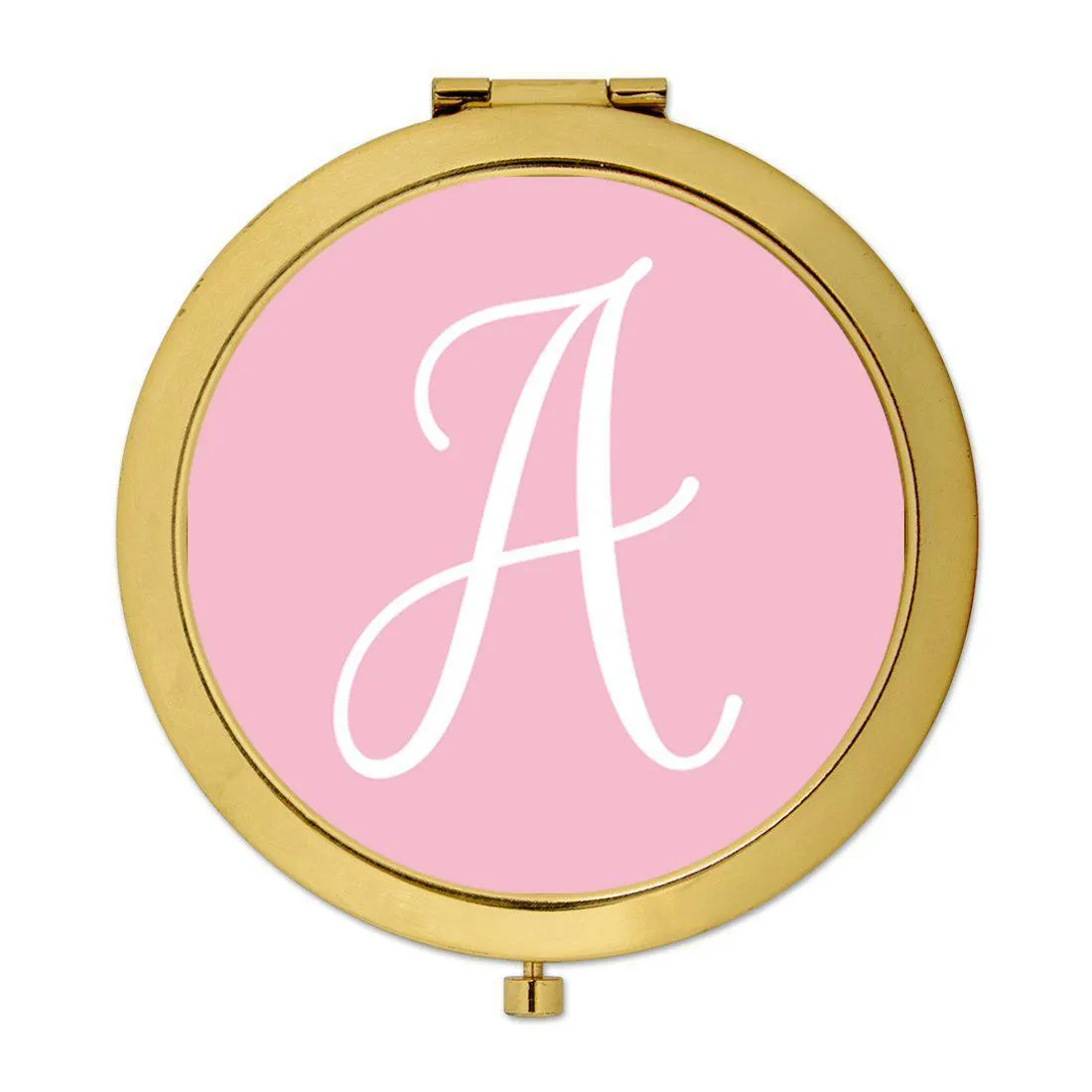 Andaz Press Blush Pink Monogram Gold 2.75 inch Round Compact Mirror