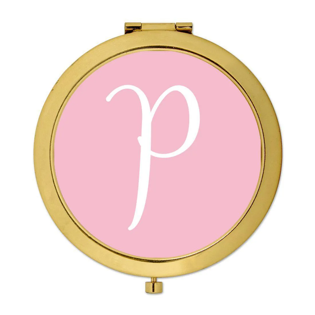 Andaz Press Blush Pink Monogram Gold 2.75 inch Round Compact Mirror