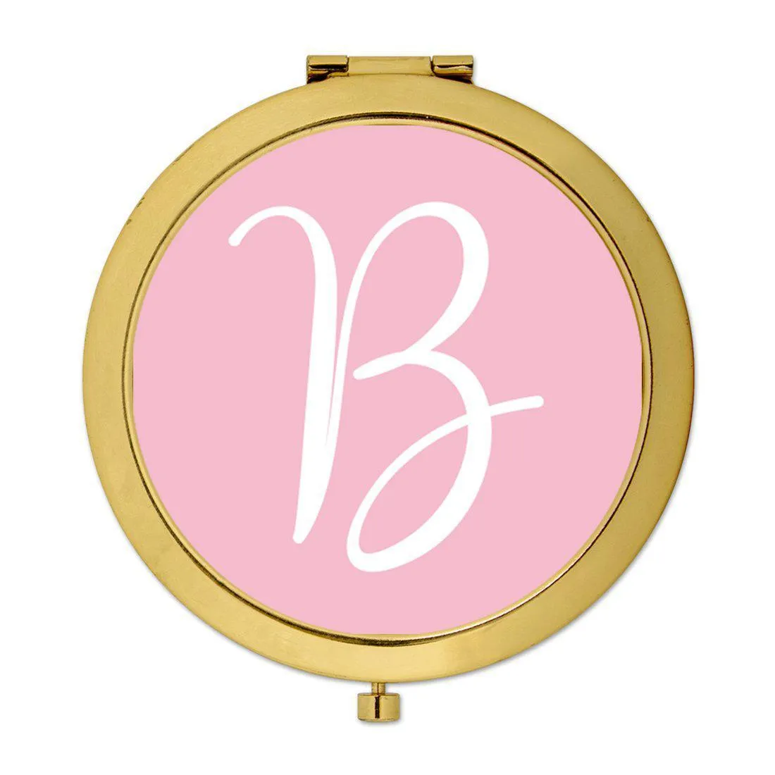 Andaz Press Blush Pink Monogram Gold 2.75 inch Round Compact Mirror