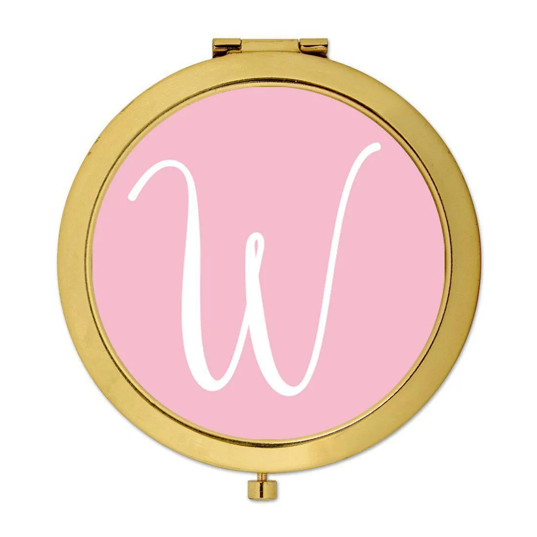 Andaz Press Blush Pink Monogram Gold 2.75 inch Round Compact Mirror