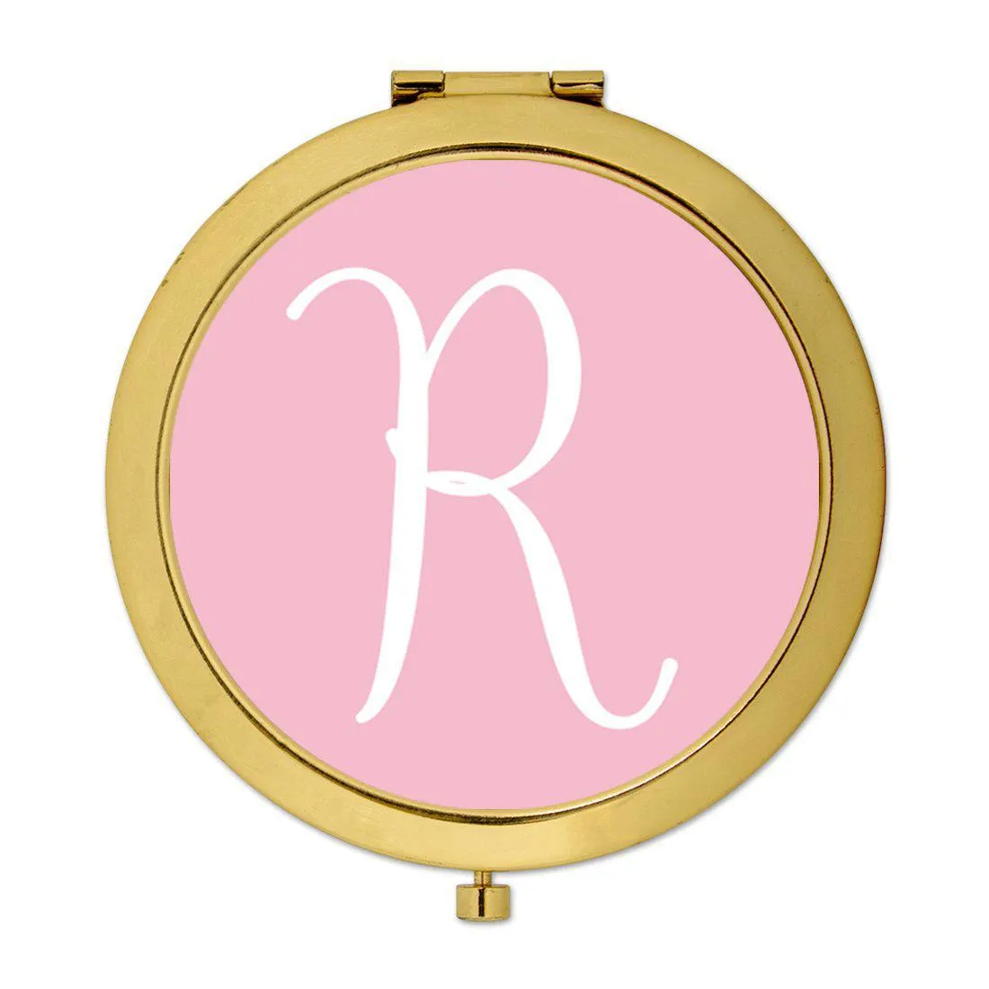 Andaz Press Blush Pink Monogram Gold 2.75 inch Round Compact Mirror