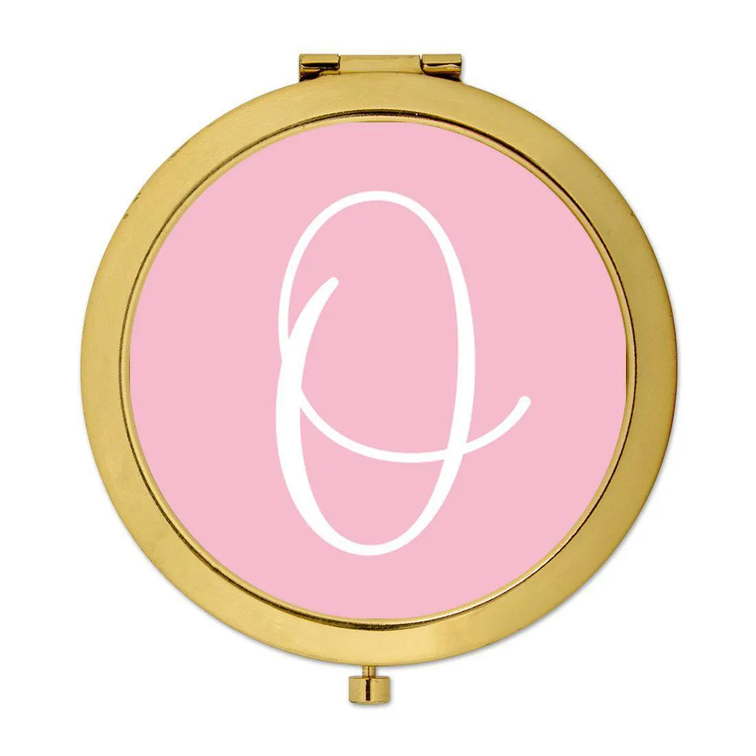 Andaz Press Blush Pink Monogram Gold 2.75 inch Round Compact Mirror