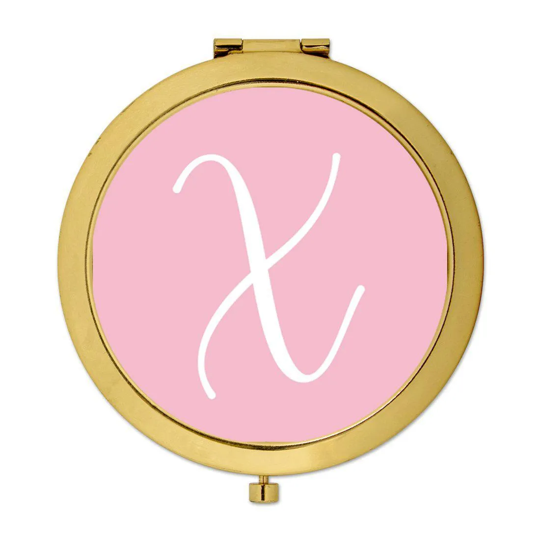 Andaz Press Blush Pink Monogram Gold 2.75 inch Round Compact Mirror