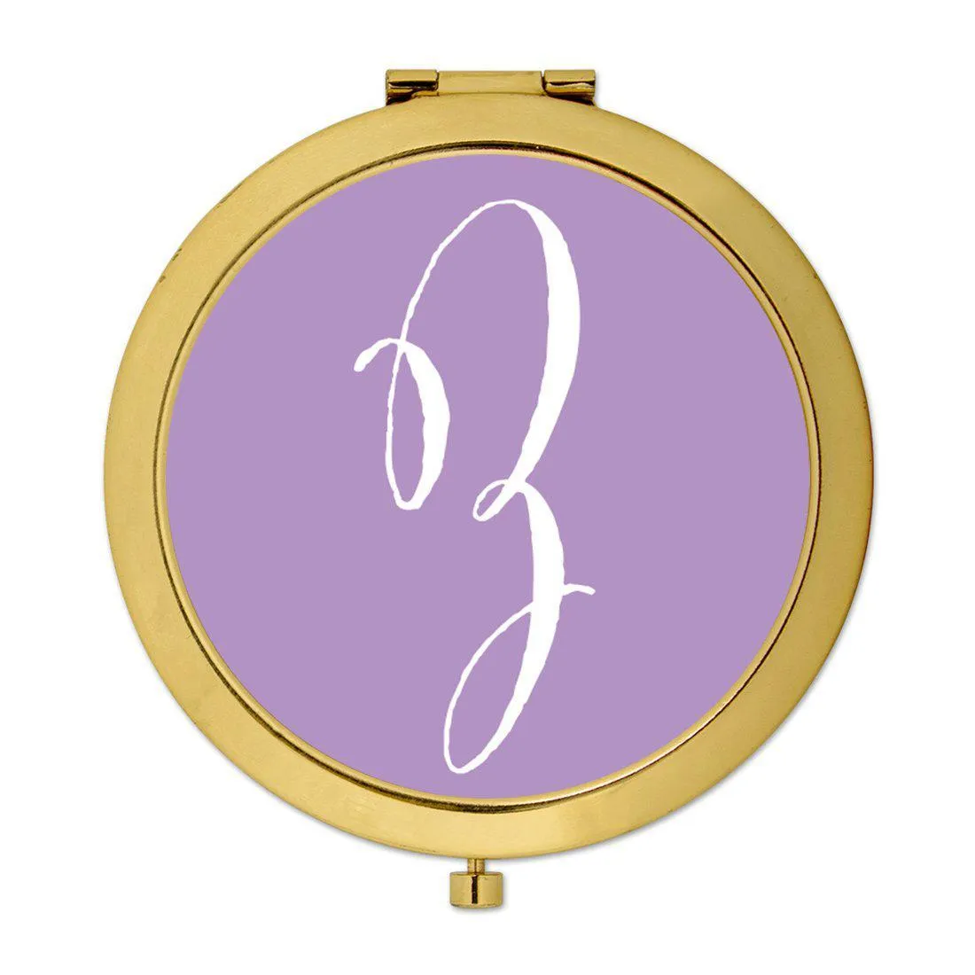 Andaz Press Lavender Monogram Gold 2.75 inch Round Compact Mirror