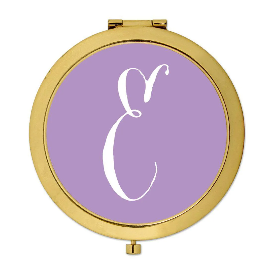 Andaz Press Lavender Monogram Gold 2.75 inch Round Compact Mirror