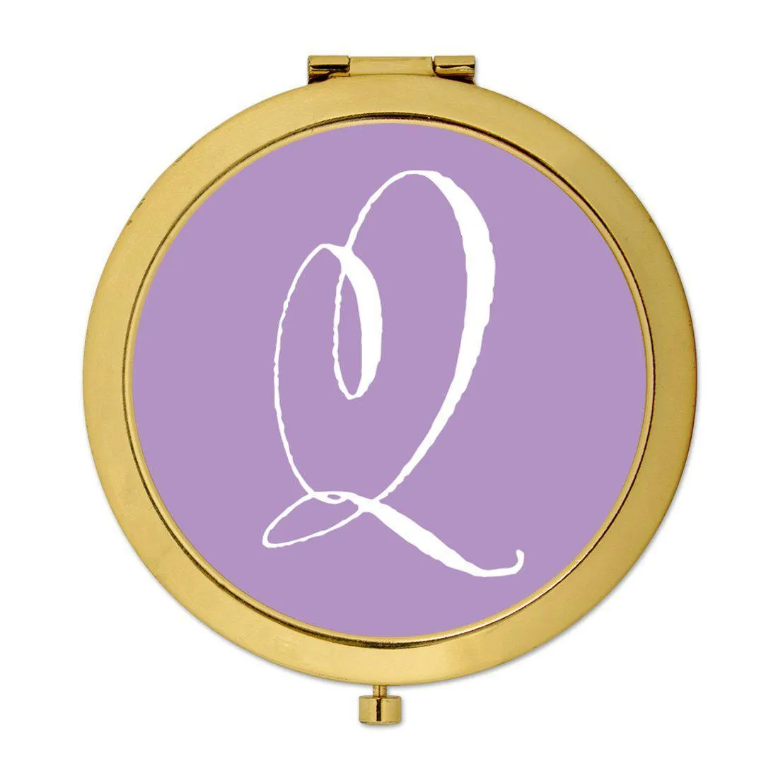 Andaz Press Lavender Monogram Gold 2.75 inch Round Compact Mirror