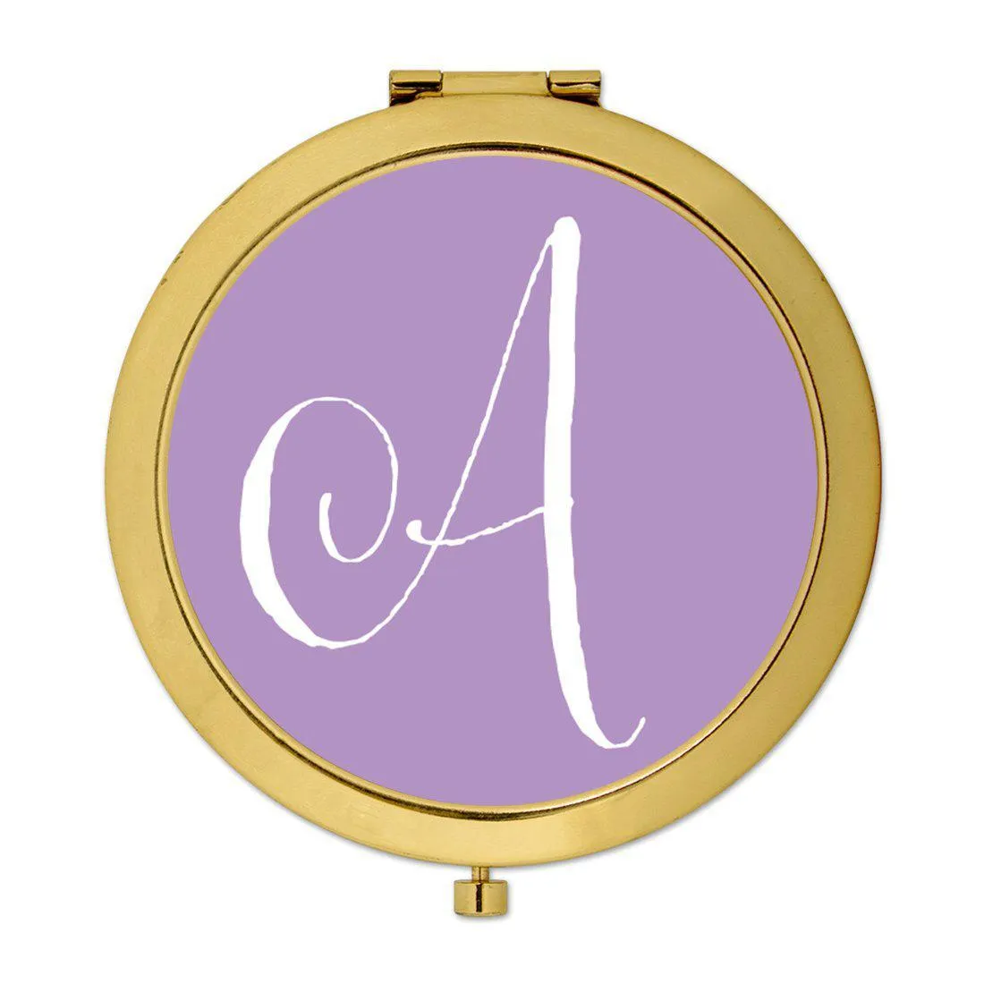 Andaz Press Lavender Monogram Gold 2.75 inch Round Compact Mirror