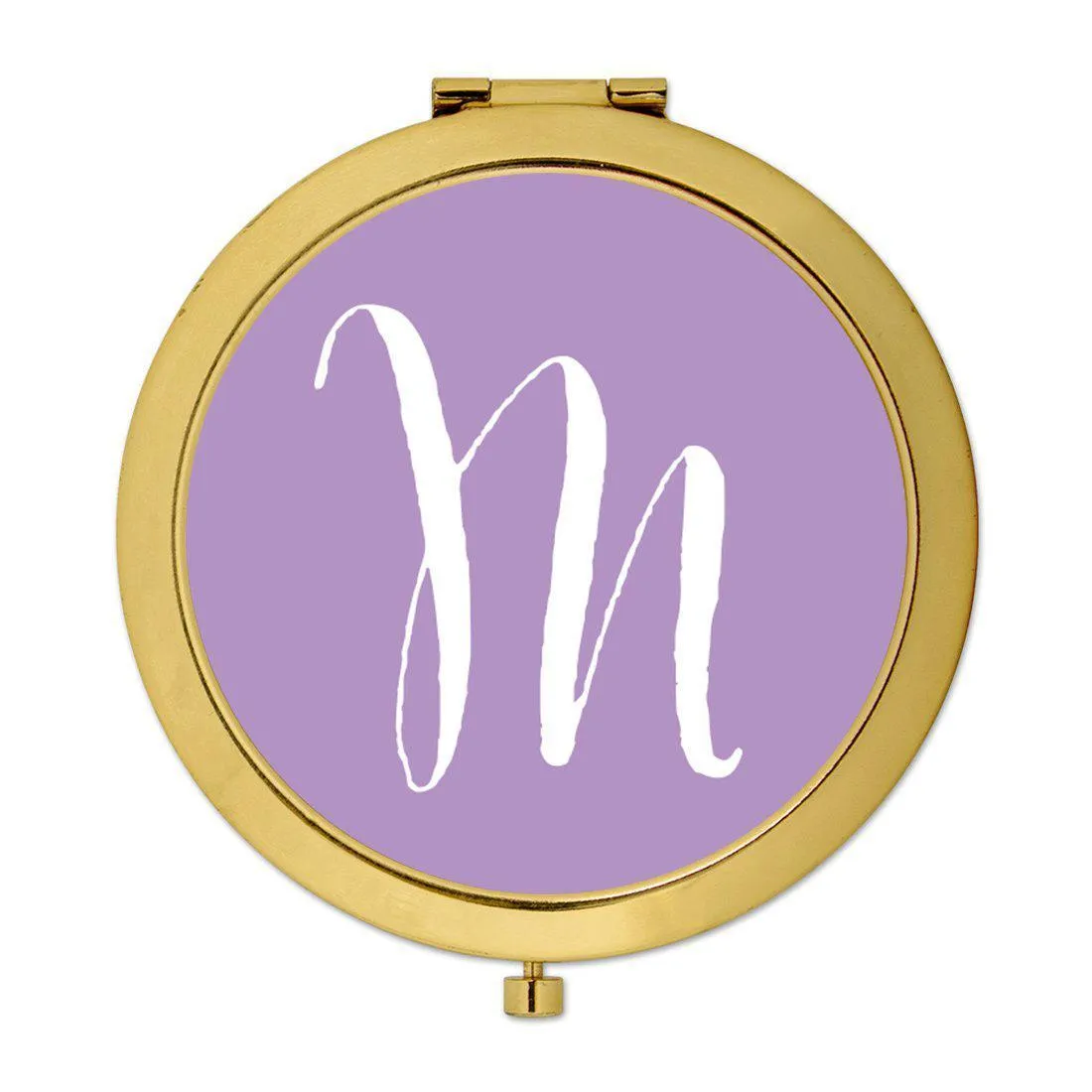 Andaz Press Lavender Monogram Gold 2.75 inch Round Compact Mirror