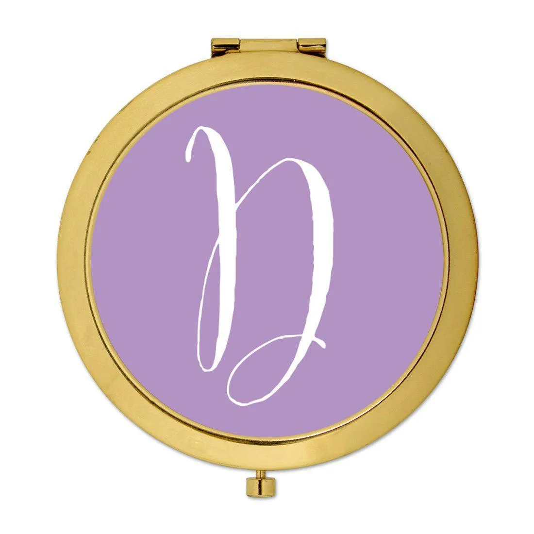 Andaz Press Lavender Monogram Gold 2.75 inch Round Compact Mirror