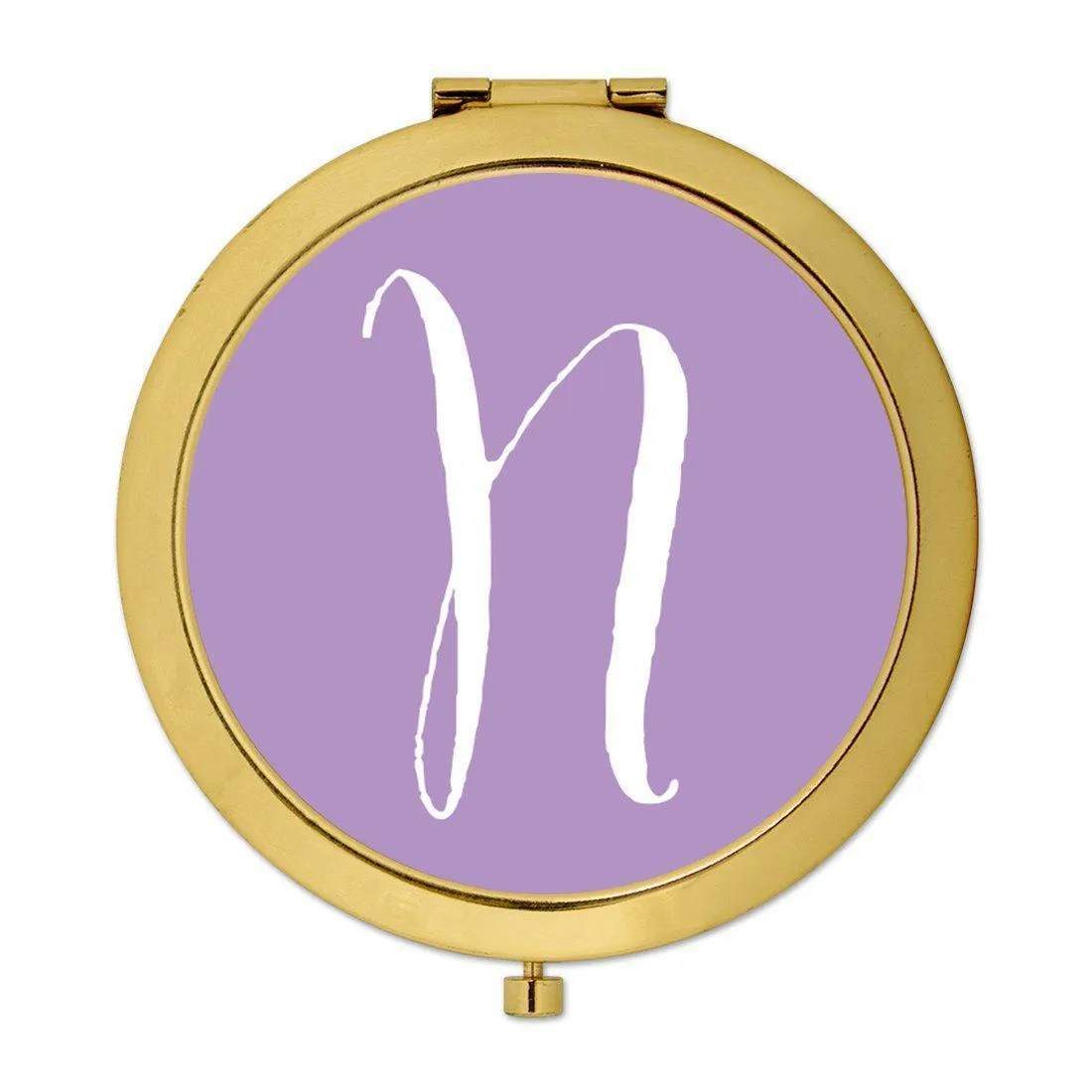 Andaz Press Lavender Monogram Gold 2.75 inch Round Compact Mirror