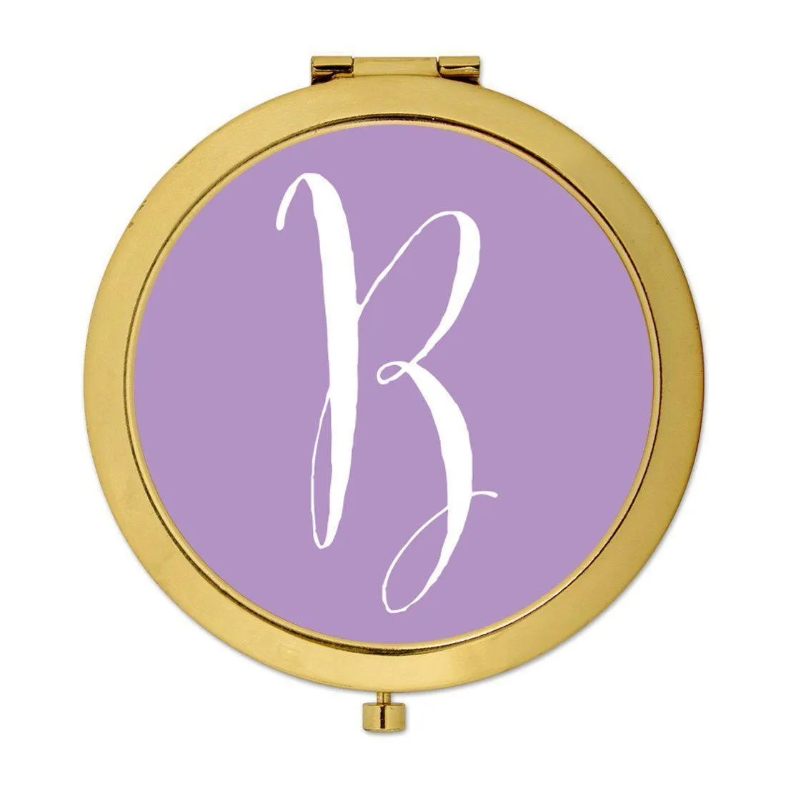 Andaz Press Lavender Monogram Gold 2.75 inch Round Compact Mirror