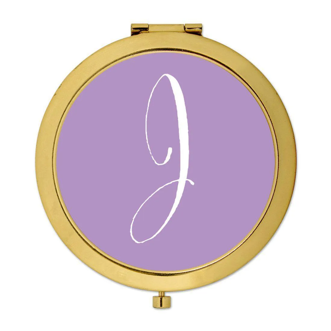 Andaz Press Lavender Monogram Gold 2.75 inch Round Compact Mirror