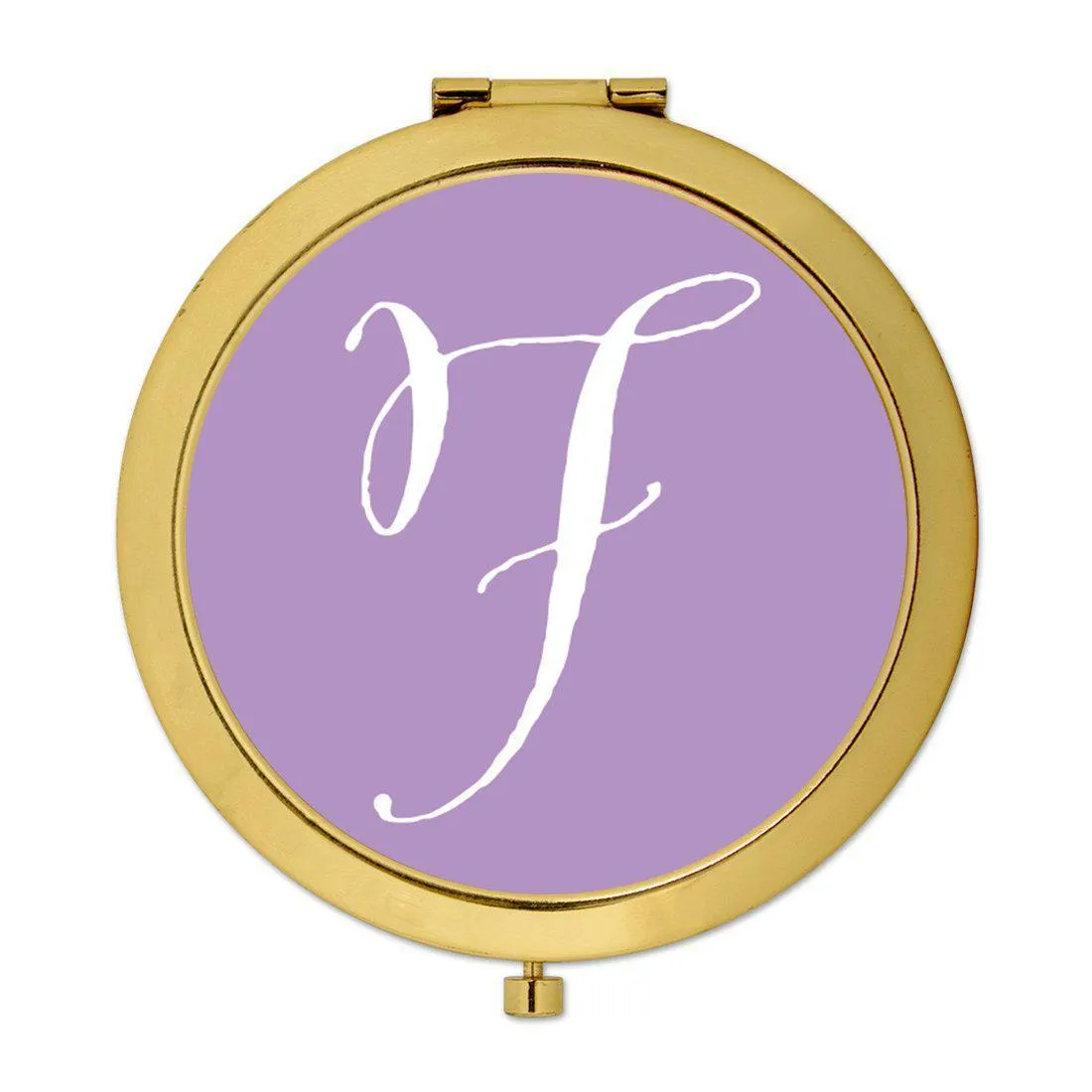 Andaz Press Lavender Monogram Gold 2.75 inch Round Compact Mirror