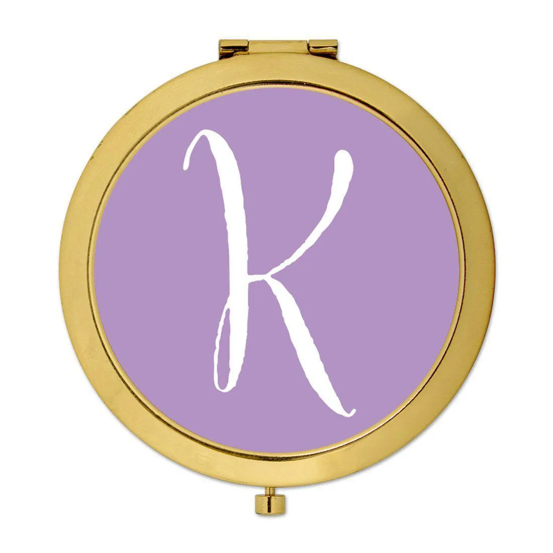 Andaz Press Lavender Monogram Gold 2.75 inch Round Compact Mirror