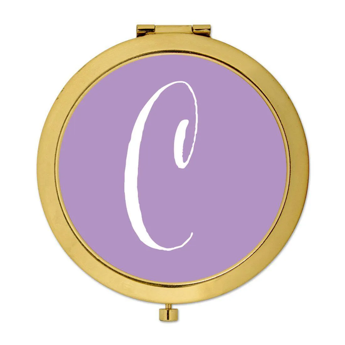 Andaz Press Lavender Monogram Gold 2.75 inch Round Compact Mirror