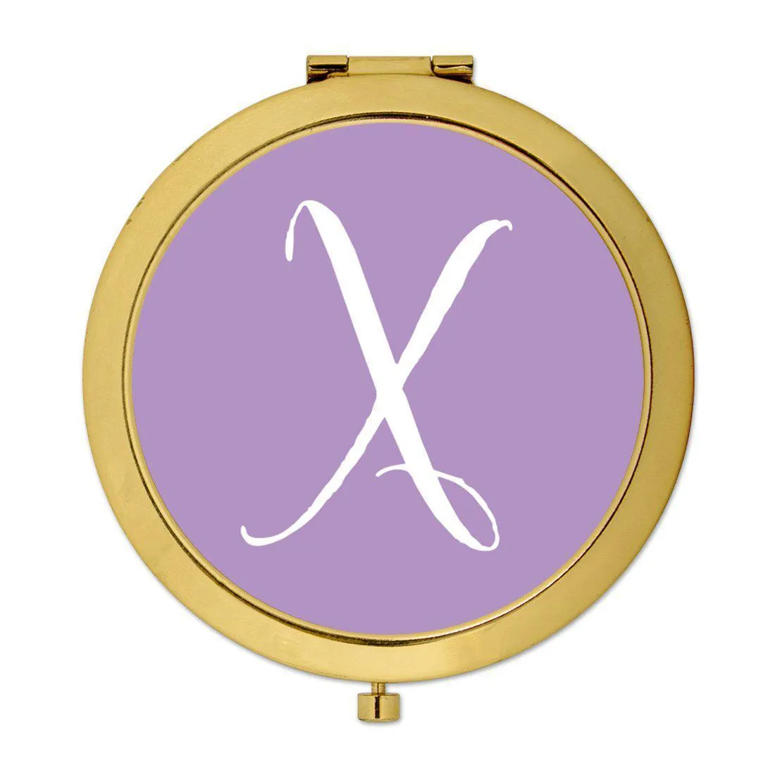 Andaz Press Lavender Monogram Gold 2.75 inch Round Compact Mirror