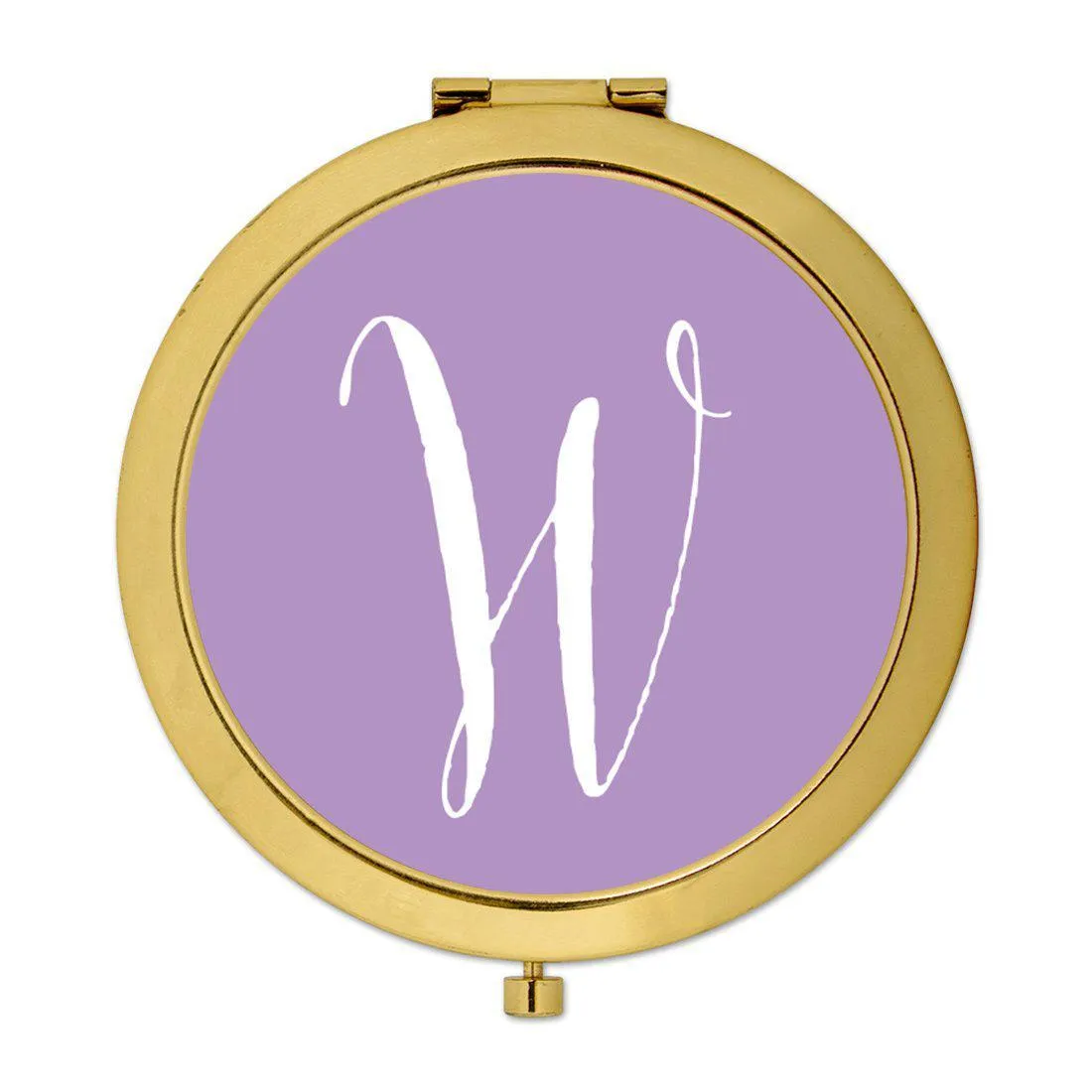 Andaz Press Lavender Monogram Gold 2.75 inch Round Compact Mirror