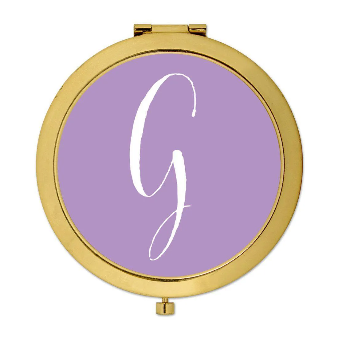 Andaz Press Lavender Monogram Gold 2.75 inch Round Compact Mirror