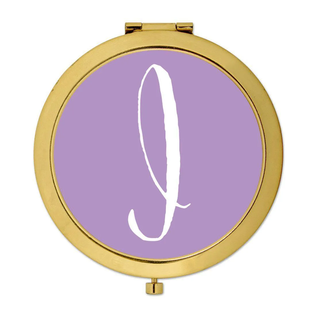 Andaz Press Lavender Monogram Gold 2.75 inch Round Compact Mirror