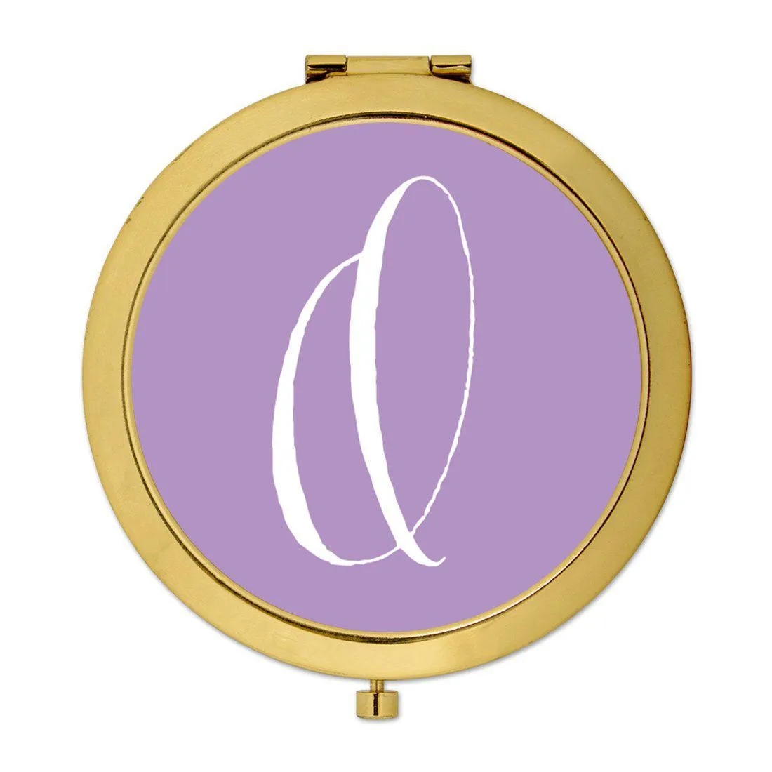 Andaz Press Lavender Monogram Gold 2.75 inch Round Compact Mirror