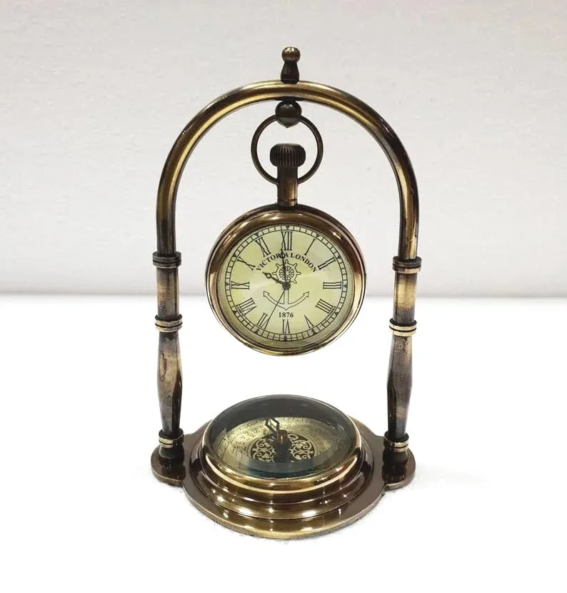 Antique Nautical Brass Table,Desk Clock for Decor, boss, Unique Gift Item