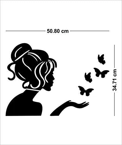 Atulya Arts Acrylic Angel and Butterfly 3D Mirror Wall Stickers (Golden, 50.80cmx34.71cm), Pack of 1, Self-Adhesive