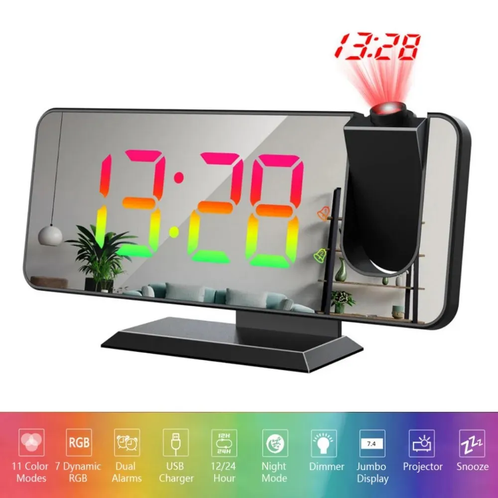 Auto-Dimming Dynamic RGB Projector Alarm Clock