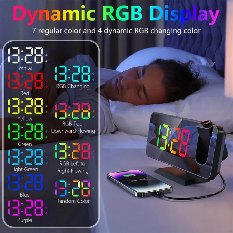 Auto-Dimming Dynamic RGB Projector Alarm Clock