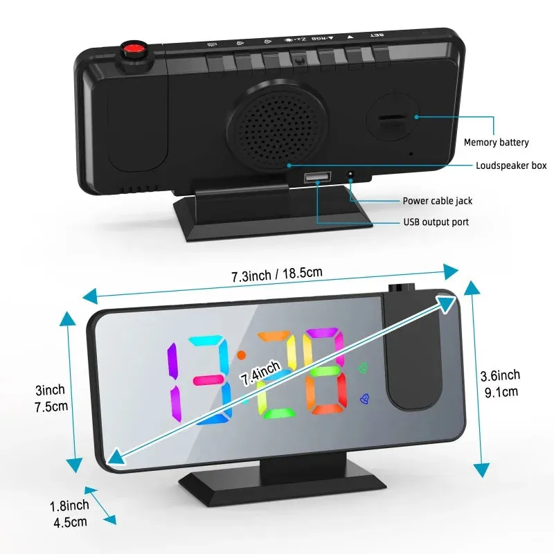 Auto-Dimming Dynamic RGB Projector Alarm Clock