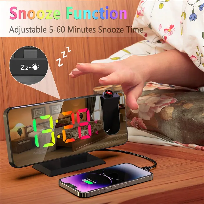 Auto-Dimming Dynamic RGB Projector Alarm Clock