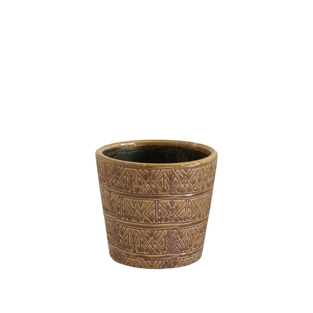 Aztec Geometric Pattern Planter - Medium