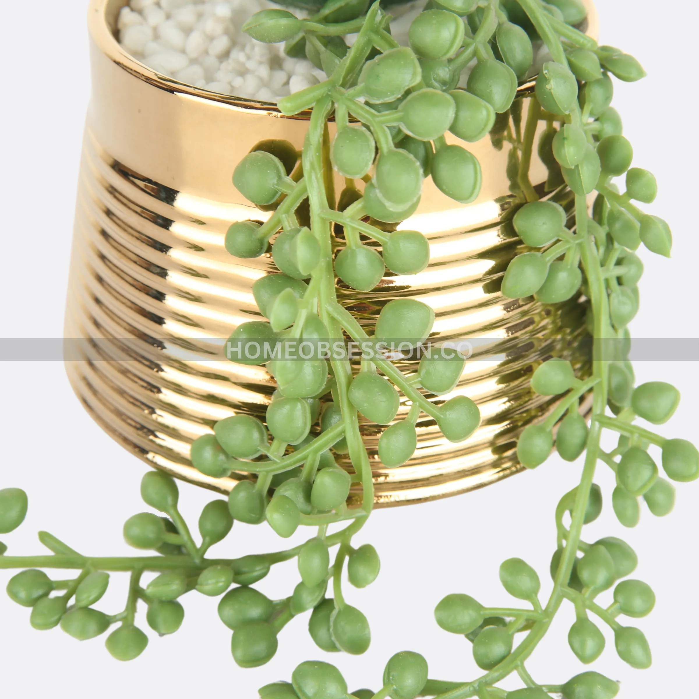 Bail Planter With Golden Ceramic Pot