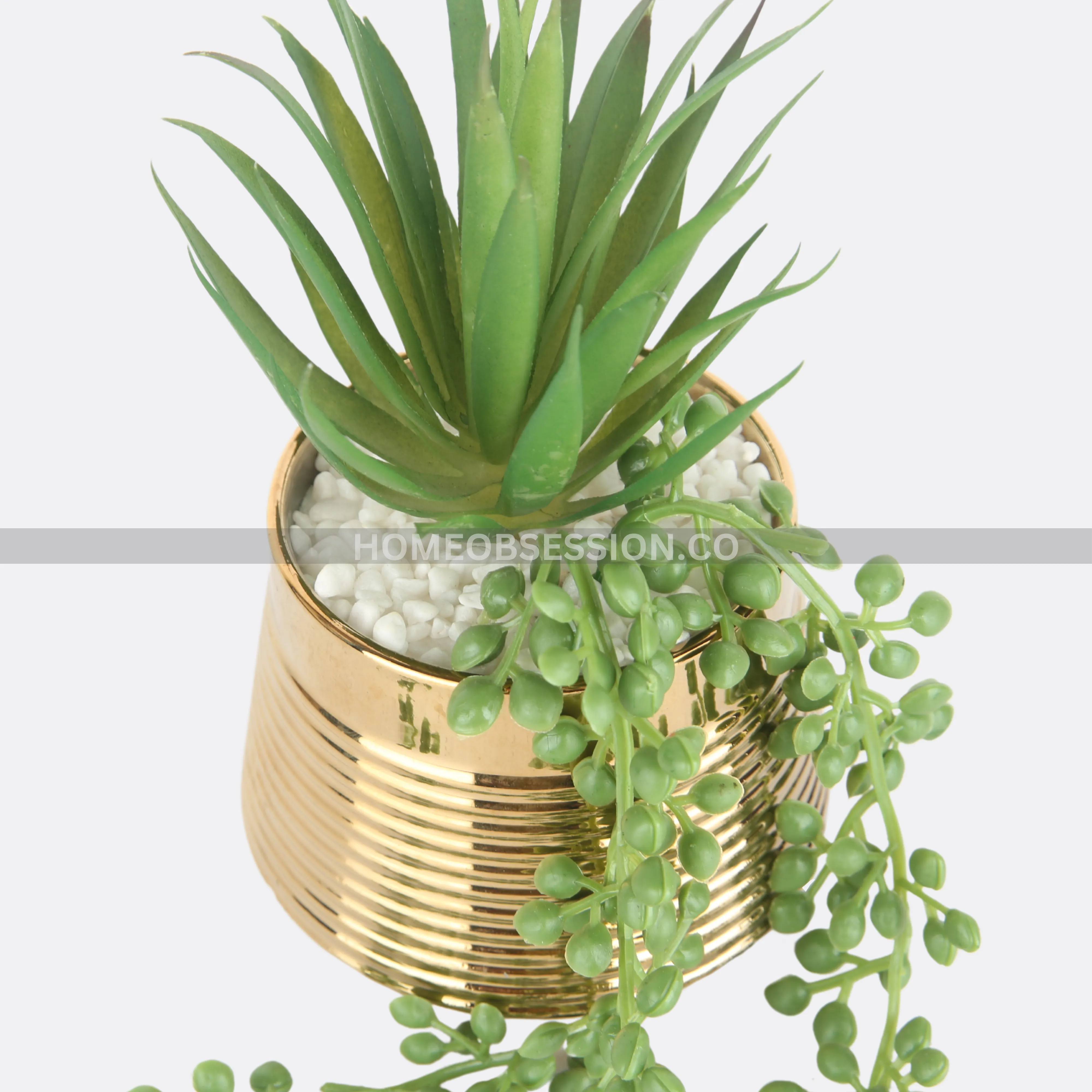 Bail Planter With Golden Ceramic Pot